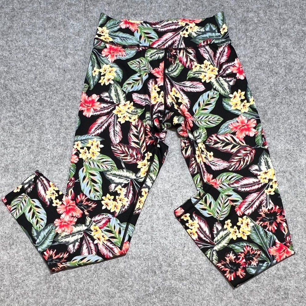 MinkPink Move Women Tropical Hawaiian Floral High Rise Activewear Leggings Small